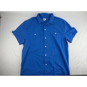 J.Crew Mens Blue Textured Short Sleeve Button-Up Shirt L Cotton Blend